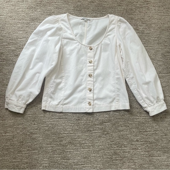 🚨 3 for $25 - Madewell Corduroy Shirred-Sleeve Button-Front Top - Picture 5 of 13